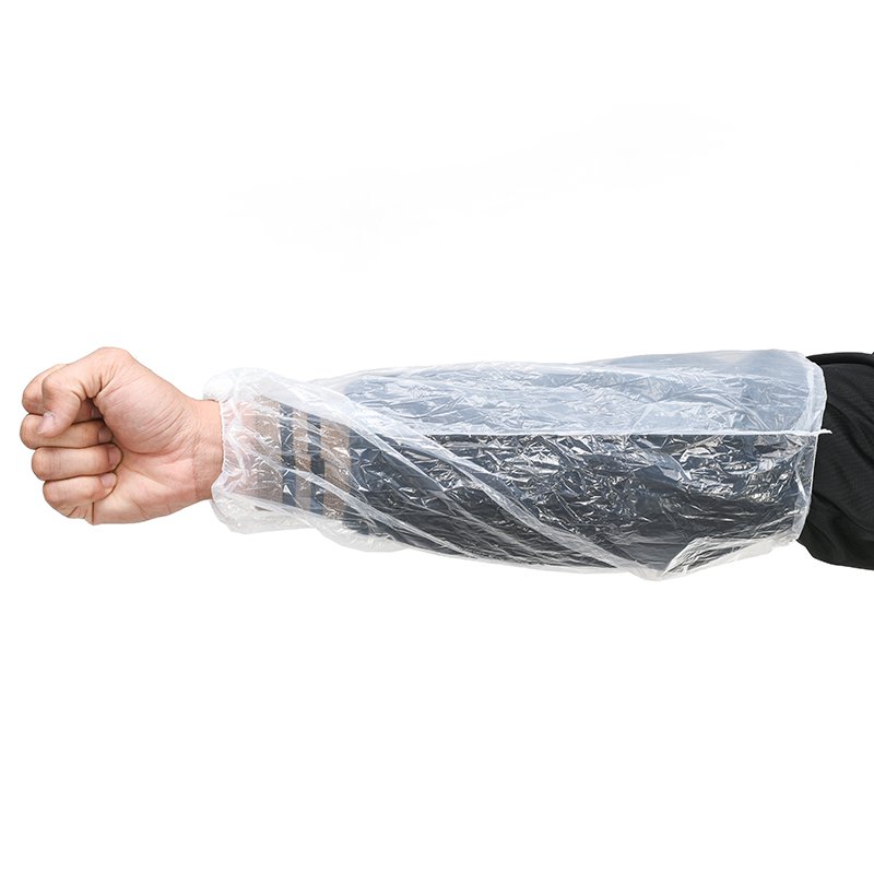 Couverture imperméable jetable de douille de bras en plastique de PE avec la bande élastique