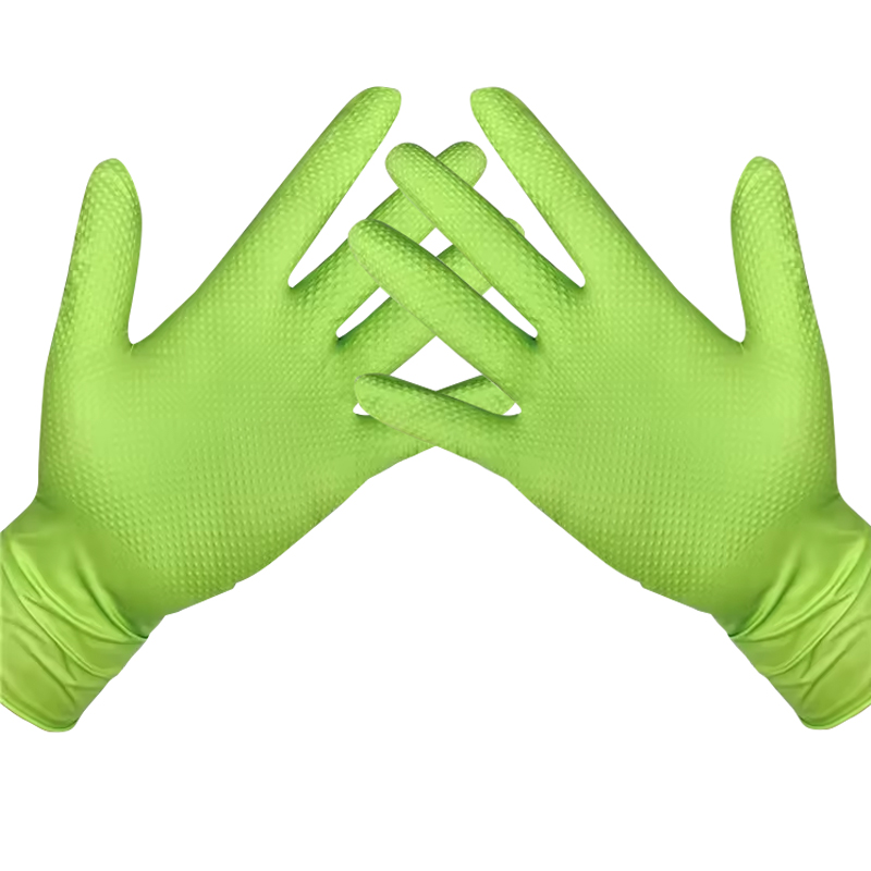 Diamond textured nitrile gloves