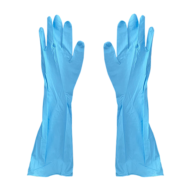 Disposable Nitrile Gloves With Extended Cuff And Embossed Fingers